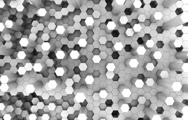 Duo tone hexagon 3D background texture. 3d rendering illustration. Futuristic abstract background.