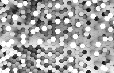 Duo tone hexagon 3D background texture. 3d rendering illustration. Futuristic abstract background.