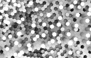 Duo tone hexagon 3D background texture. 3d rendering illustration. Futuristic abstract background.
