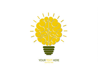 Human brain in lightbulb idea concept flat icon isolated on white background vector illustration