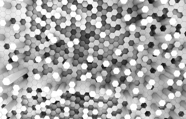 Duo tone hexagon 3D background texture. 3d rendering illustration. Futuristic abstract background.