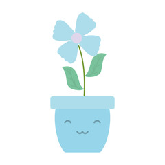 garden flower in pot kawaii character