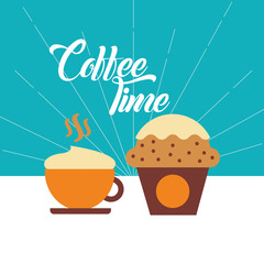 Coffee cup and muffin vector design