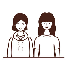 silhouette of young women on white background