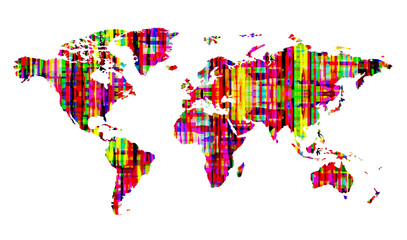 World map. Bright multicolored abstract pattern.