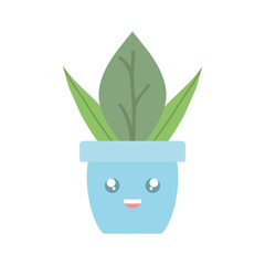 house plant in ceramic pot kawaii character
