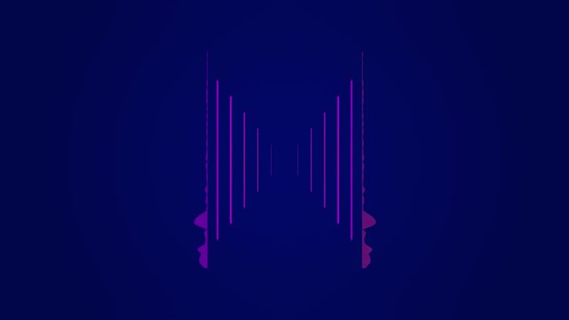 Abstract colorful equalizer in waveform audio spectrum, pink audio signal on dark blue background, music conept. Animation. Beating out the rythm, waves and moving lines.