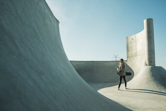 Woman standing at skate park