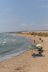Beach view from Faro del Puerto north of Guardamar del Segura Costa Blanca Spain near to Marina de las Dunas