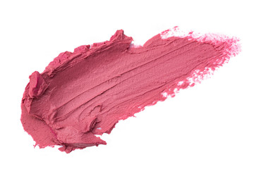 Lipstick smear isolated on white background. Makeup product sample