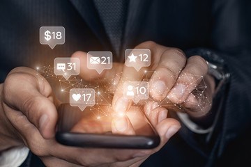 Concept of social networking with your phone.