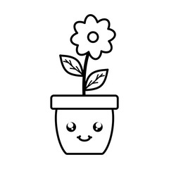 garden flower in pot kawaii character
