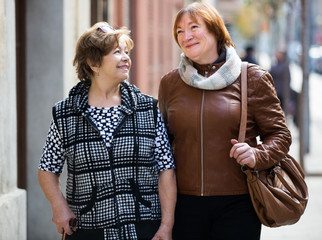 Mature women having a walk