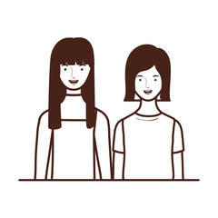 silhouette of young women on white background