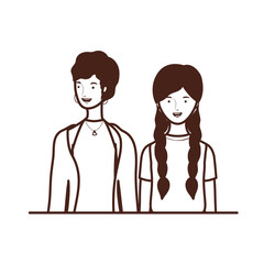 silhouette of young women on white background