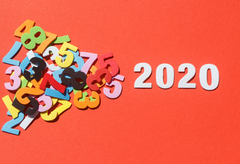 2020 in white figures and colored figures