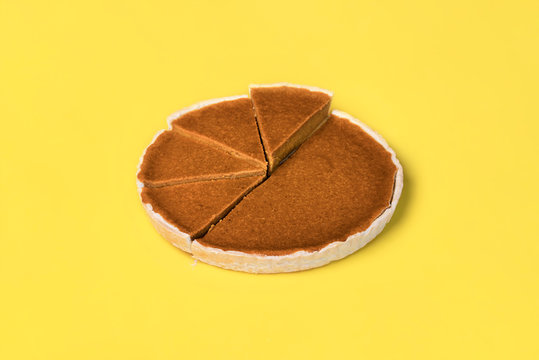 Pumpkin pie chart concept. Uneven slices of pie