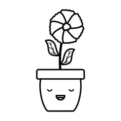 garden flower in pot kawaii character