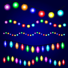 Glowing light bulbs design.Garlands, Christmas decorations. vector.