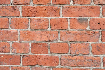 Old red brick wall background texture