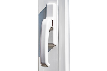 A fragment of an aluminum profile window with a handle