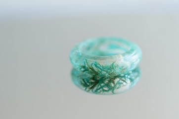 Gentle handmade ring. Simple design bijouterie. Craft concept.