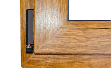 Sample of plastic window made of laminated profile
