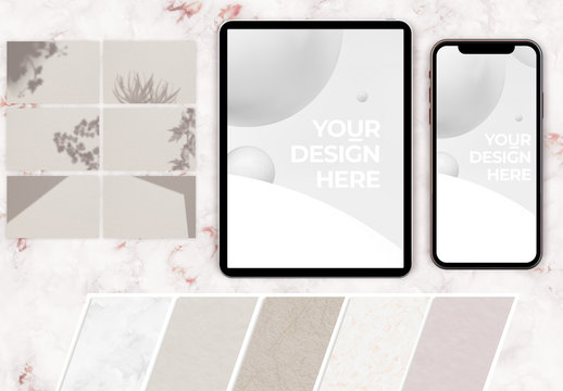 Smartphone and Tablet Scene Creator Mockup