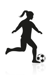 Frauenfu&szlig;ball - Frau mit Fu&szlig;ball