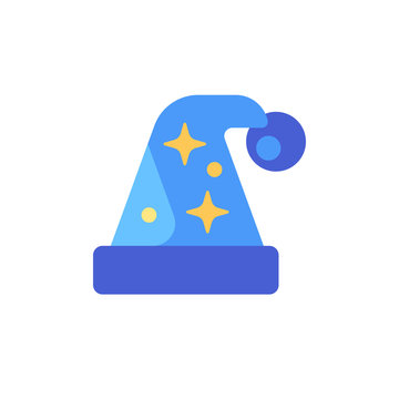 Blue Night Cap With Stars. Sleeping Hat Flat Icon