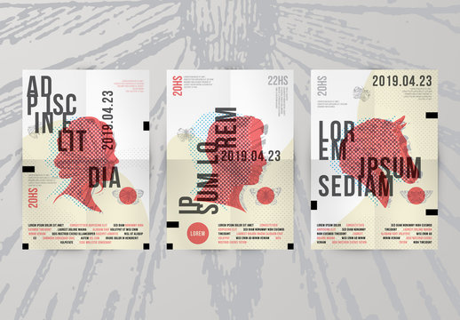 花模様のオーバープリント効果のチラシセット