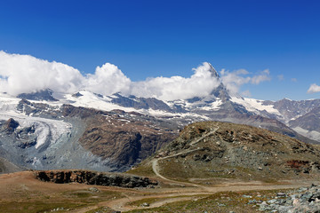 View of the Matterhorn. Swiss alps. Zermatt, Switzerland. Summer.