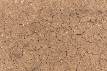 Cracked dirty earth. Soil ground texture. Top view. Global warming concept.