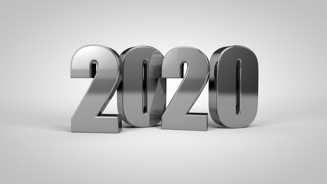 new year 2020 3d metal text 3d render