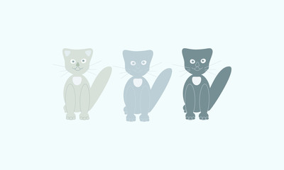 A set of different cats for cartoon, advertising. Simple modern geometric flat style. Vector illustrations.