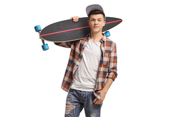 Teenager with a longboard