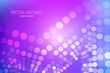Purple circles abstract background. 3D abstract purple and blue background with circles, lens flares and glowing reflections. Vector illustration.