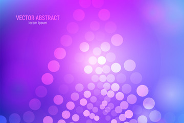 Circles abstract background. 3D abstract purple and blue background with circles, lens flares and glowing reflections. Vector illustration.