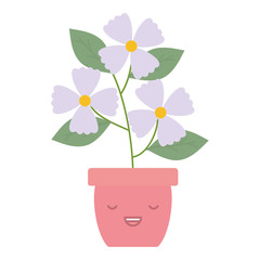 garden flowers plant in pot kawaii character
