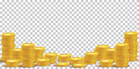 Gold coin stacks mockup vector illustration