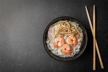 Pho tom noodle broth asian soup shrimp