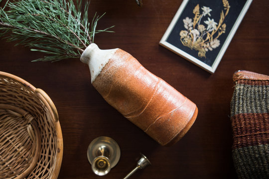 Flat Lay of Pottery Vase