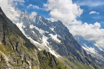 Alps mountain range view from Punta Helbronner Skyway, Aosta Valley, Italy