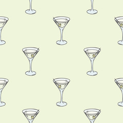 Seamless Pattern with Cocktail Glasses