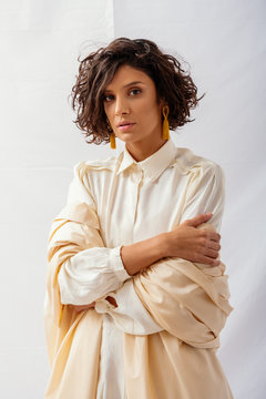 Portrait Of Female Model Wearing Natural Fabrics