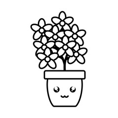 garden flowers plant in pot kawaii character
