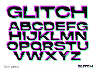 Glitchy vector modern font. A creative typeface for logo and poster design