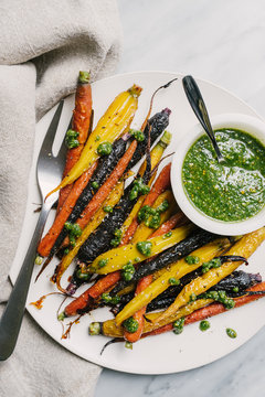 Cumin Roasted Carrots with Pesto