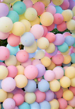 Pink balloon wall at the music festival