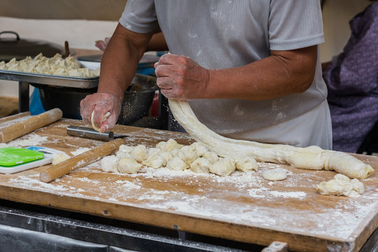 making dough for dumplings